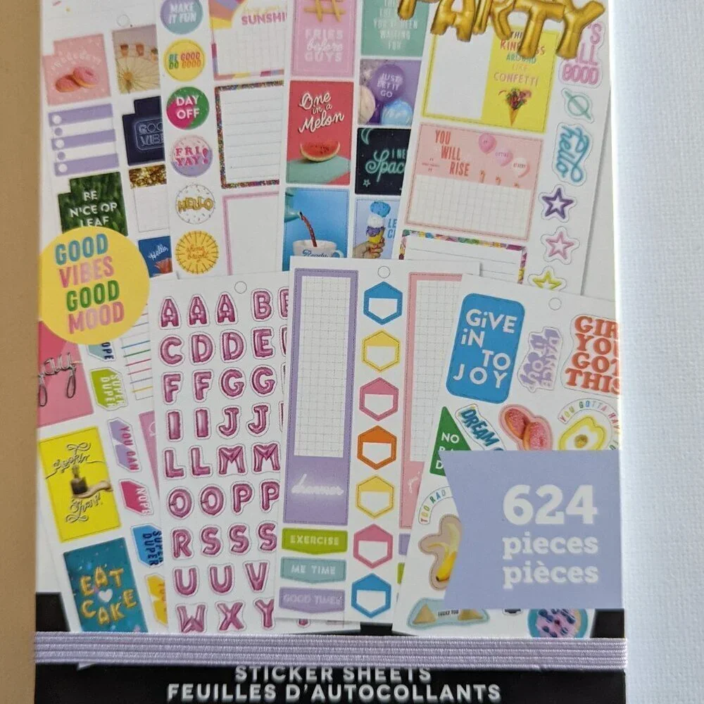 NWT 'Life Is A Party' 624 pcs Happy Planner Classic Sticker Book Gold Balloons
